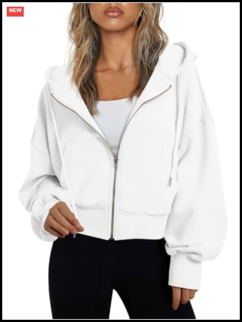 Trendy Queen Womens Zip Up Cropped Hoodie Lightweight Cotton Blend Jacket